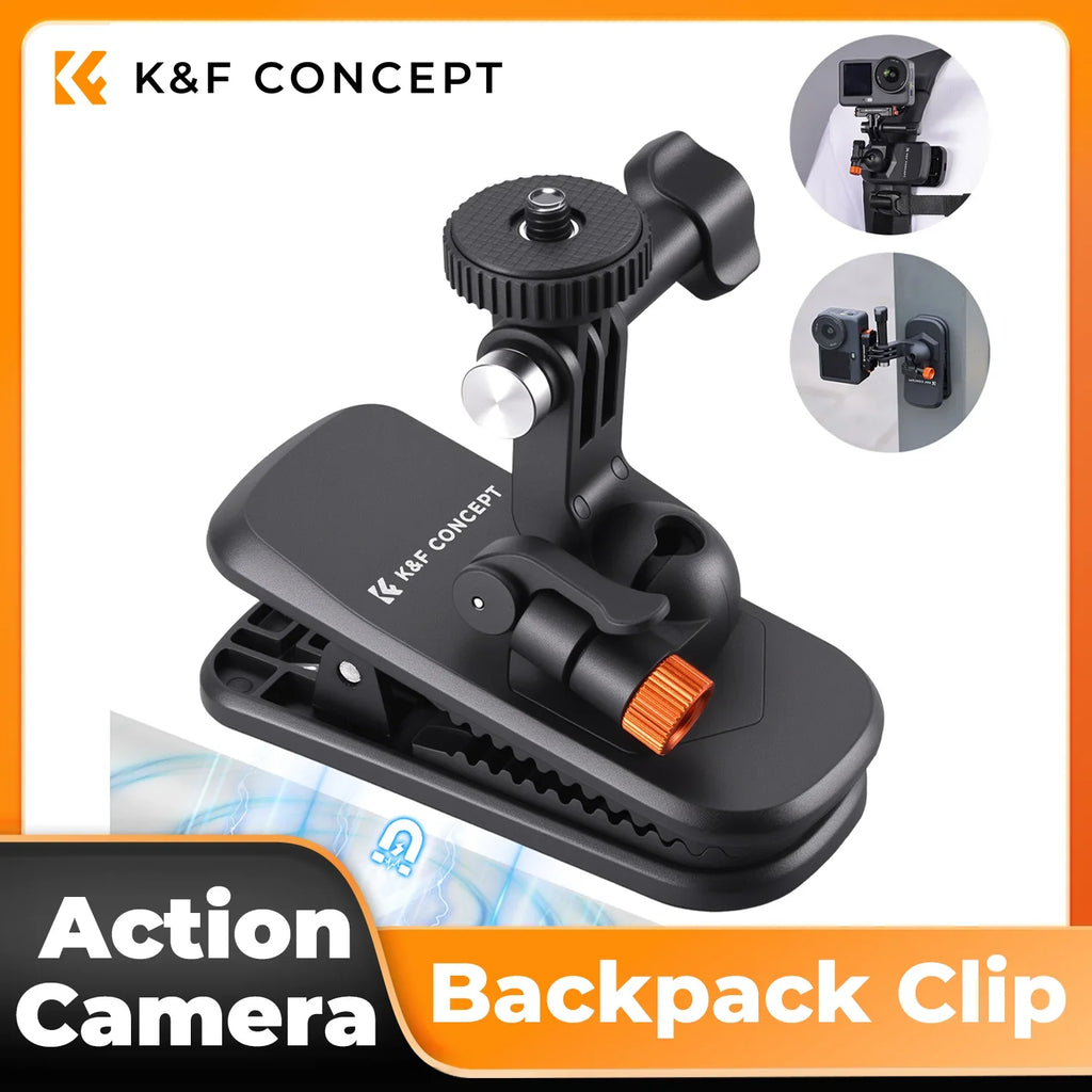 K&F Concept Magnetic Backpack Clip Mount for DJI Osmo Action 5/4/3, GoPro Hero, Insta360