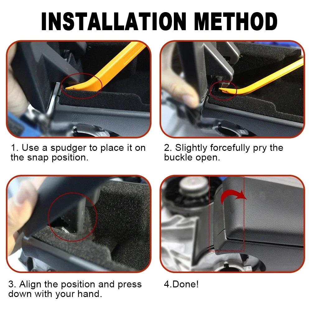 Leather Center Console Armrest Latch Lid Cover Cap, Black, for VW Golf 4 MK4 Jetta Bora Passat B5