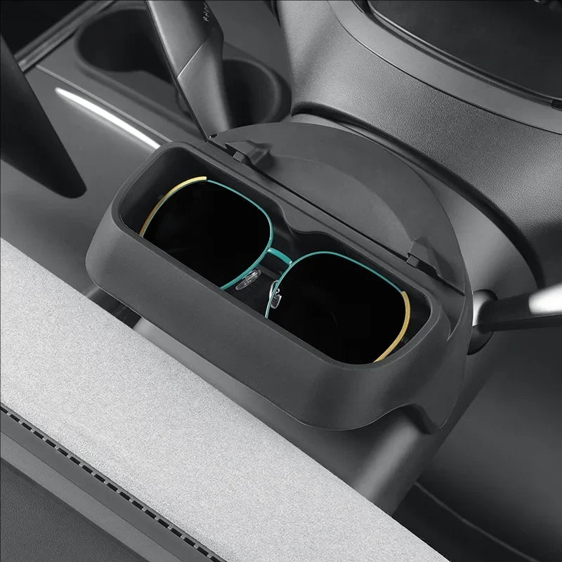For New Tesla Model Y Juniper 2025 Model 3+ Highland 2024 Steering Wheel Silicone SunGlasses Case Mobile Phone Holder Storage