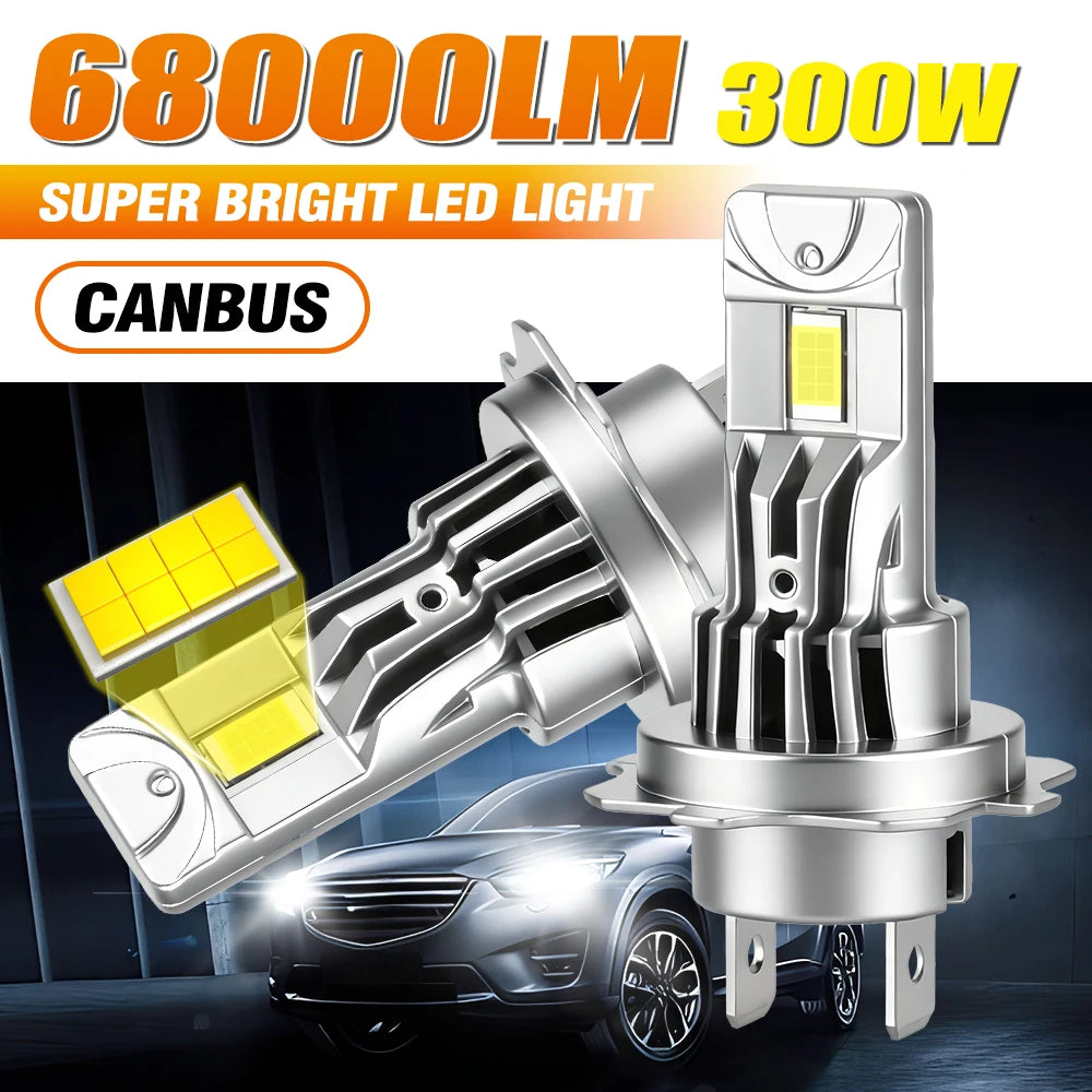 2x H4 H7 Canbus H8 H11 H1 LED Headlight 9005 HB3 9006 HB4 Led Lamp 3570 CSP Car Headlight Bulbs 300W Turbo Fan 6500K 12V 68000LM