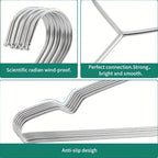 20/50PCS Heavy Duty Stainless Steel Hangers, 16.5 Inch Ultra Thin Space Saving Clothes Hangers, Polished Metal Wardrobe Hangers
