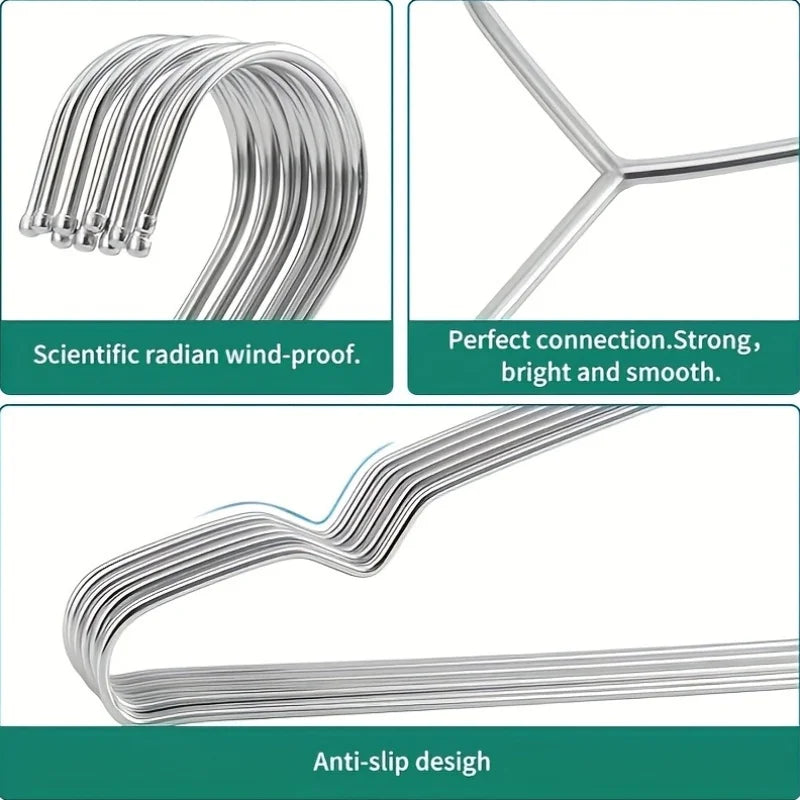 20/50PCS Heavy Duty Stainless Steel Hangers, 16.5 Inch Ultra Thin Space Saving Clothes Hangers, Polished Metal Wardrobe Hangers