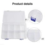 Plastic Tool Storage Box Organizer, Adjustable 8-Compartment Grid, 20x13.5x4.5cm