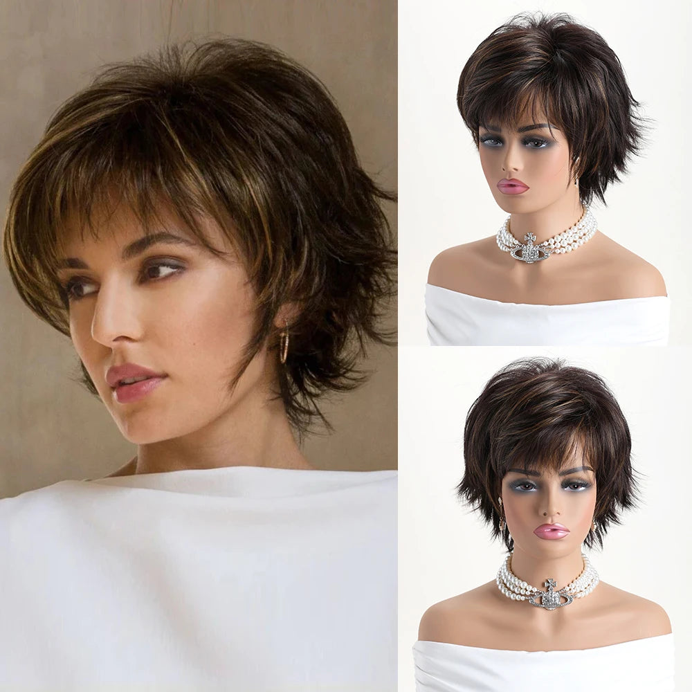 10 Inch Natural Synthetic Wigs for Women Short curly  Wig Daily Party Heat Resistant Hair