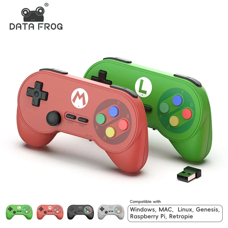 Data Frog PC07 Classic Style Wireless Game Controller, Dual Receiver, Retro Gamepad for PC DInput, Android TV, Arcade Gaming