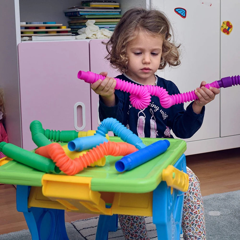 8PCS Pop Tubes Sensory Toys Stress Relief for Kids Top ADHD Autism Fidget Toddler Travel Toy Gifts Idea Unique Boys Girls