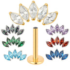 ASTM F136 Titanium EAR PIERC 5 Marquise Zircon Paved Top Threaded Labret Studs Tragus Pircing Earrings Lip studs Body Jewelry