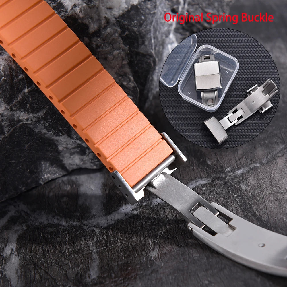 New Design CTS Fluororubber Watch Strap 18mm 19mm 20mm 22mm Quick Release Original Buckle Watch Bands FKM Strap For Cut To Size