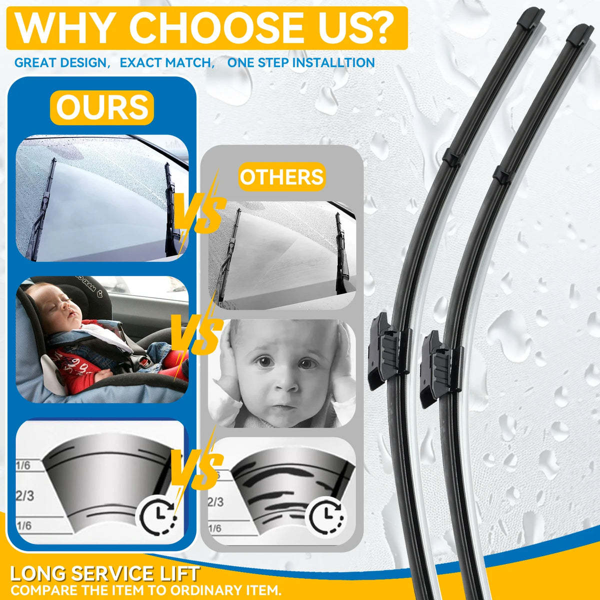 Front windshield wiper blades for Dacia Sandero 3/Streetway, Renault Logan/Jogger 2020-2024