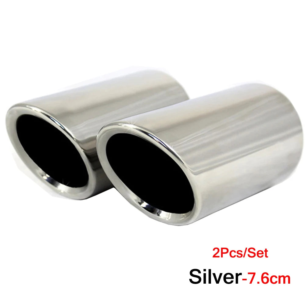 2pcs Stainless Steel Exhaust Muffler Tip Covers 7-9.5cm Black/Silver/Blue for Audi/VW