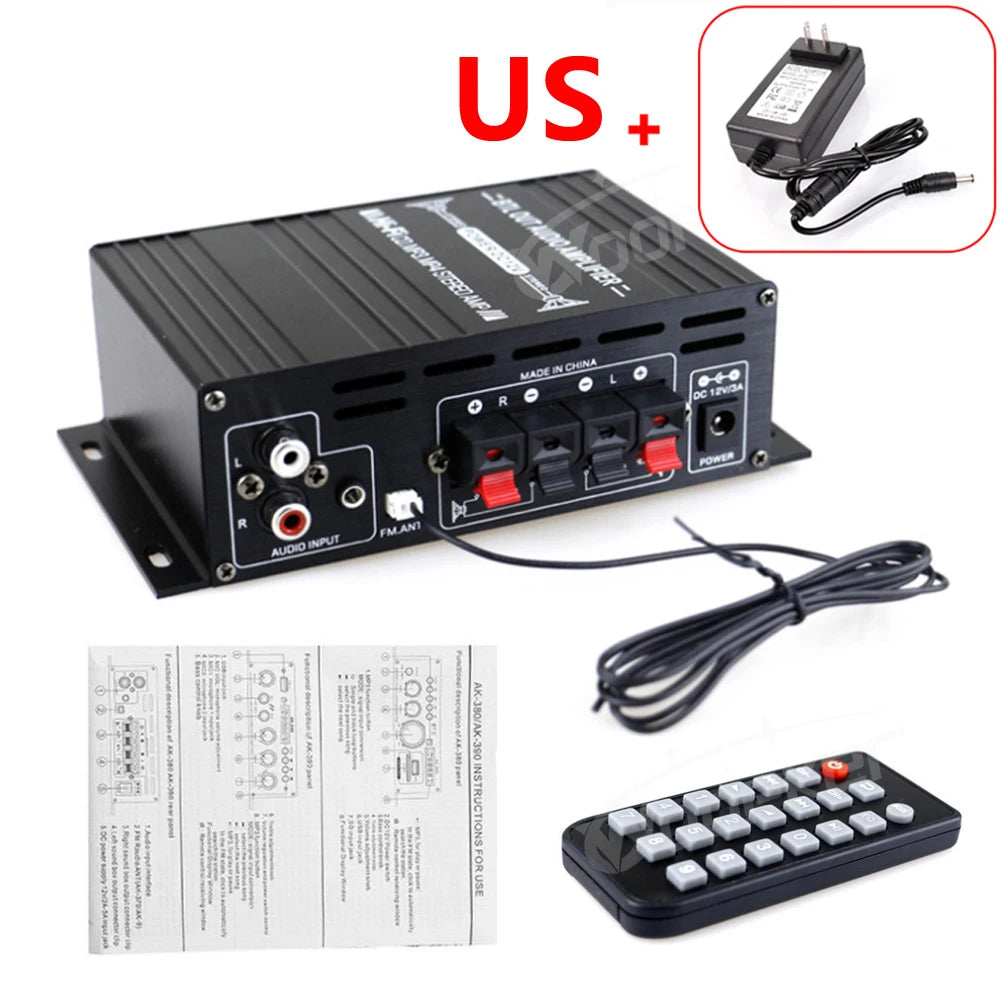 Woopker AK55/AK45 Pro/AK380 Sound Amplifier Bluetooth5.0 Hifi Digital Amp Audio 2.0 Channel FM USB for Car Home Theater Karaoke