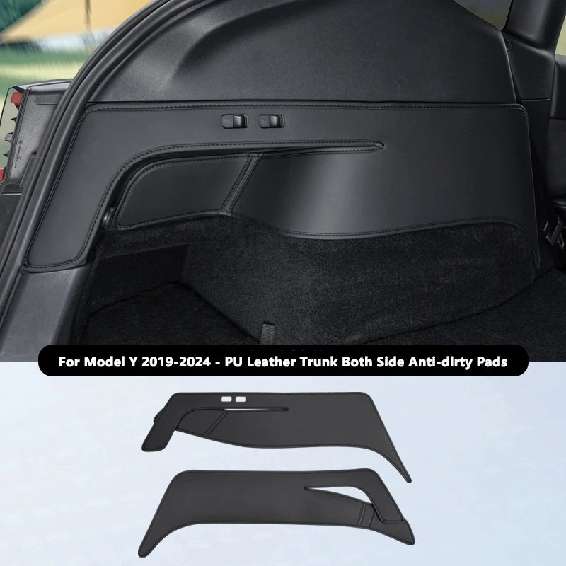 Rear Trunk Both Side Guards For Tesla Model Y PU Leather Surface Corner Protection Cover Cargo Liner Protector Anti-dirty Pads