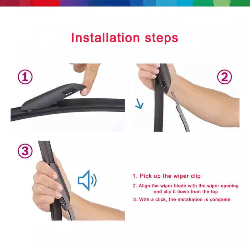 Windshield Wiper Blades Set for Peugeot 2008 2013-2018 26in 16in 11in Black 3pc