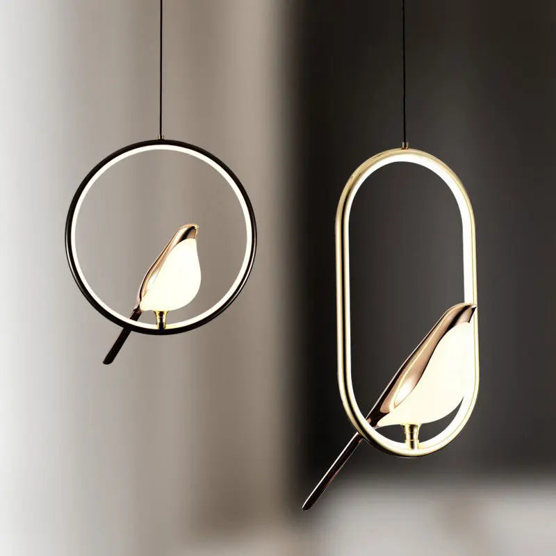 Magpie Bird Rotatable LED Pendant Light Chandelier, Metal Ceiling Hanging Lamp, Black/Gold/Silver