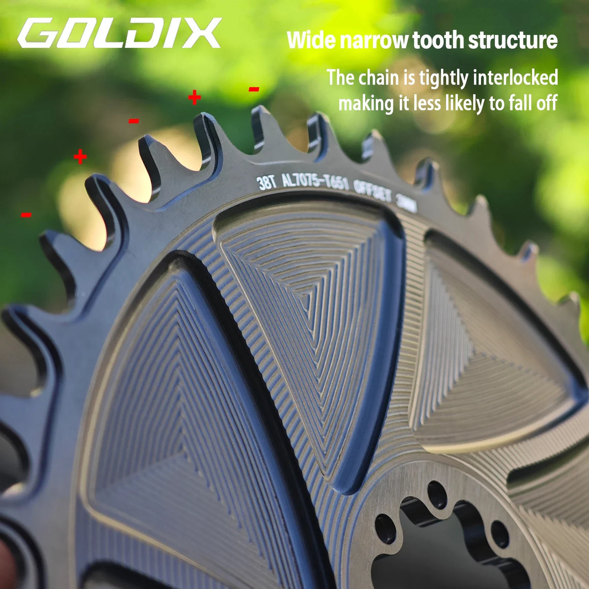 GOLDIX 8-Bolt Bicycle Chainring Wide and Narrow Teeth AERO Chainring CNC Hollow Cutting Machining for SRAM 8Bolt Crankset