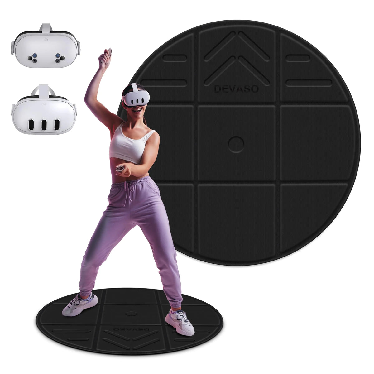 Foldable VR Mat for Meta Quest 3S/Quest 3, Round Anti Fatigue Large Mat, Anti-slip and Comfortable Floor Mat Game Accessories