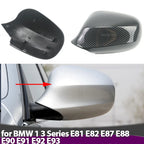For BMW 1er 3er E87 E88 E81 E82 E90 E91 E92 E93 LCI  Carbon Fiber Pattern Black Side Wing Rearview Mirror Cover Cap Accessories