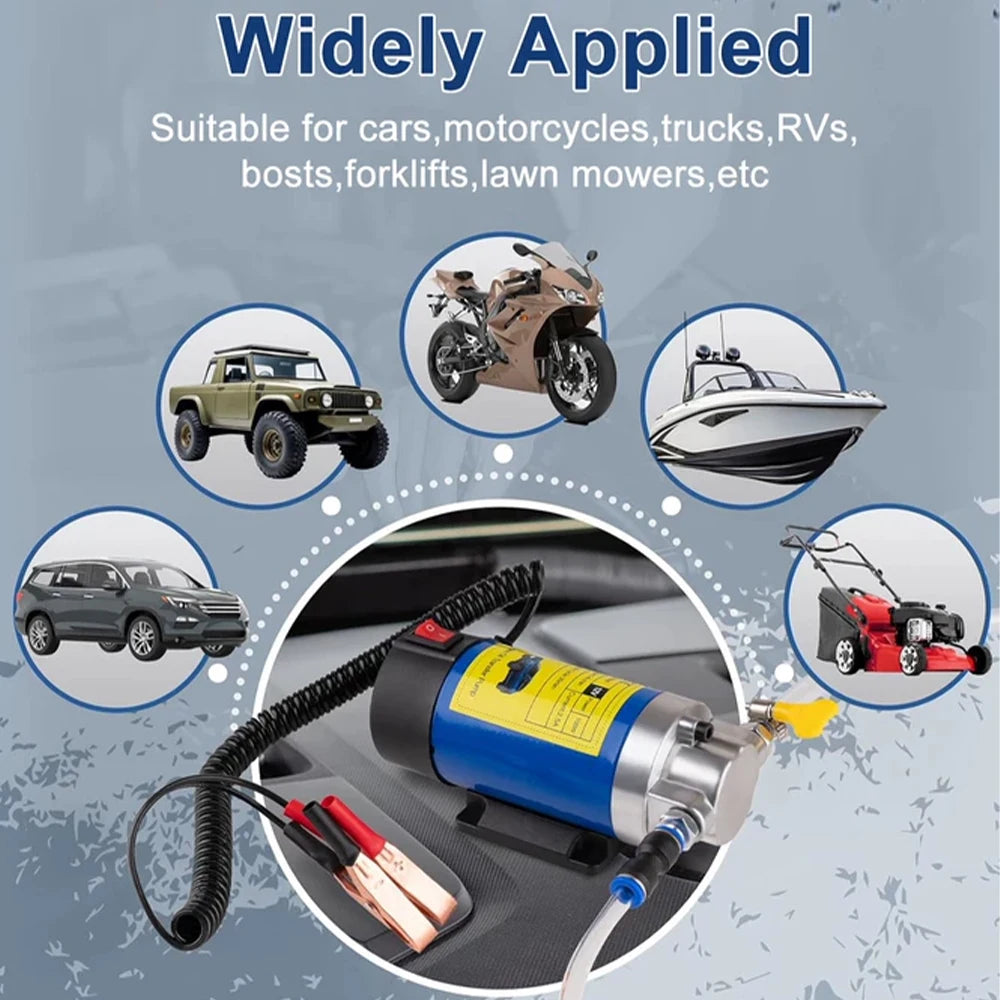 Portable Oil Transfer Pump 1-4L/min 12V Extractor Fluid Suction Electric Change Fuel Pump Siphon Tool for Car Motorcycles Boats