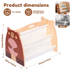 2-Tier Montessori Baby Bookshelf Double-Sided Wooden Book Rack Storage, 1pc
