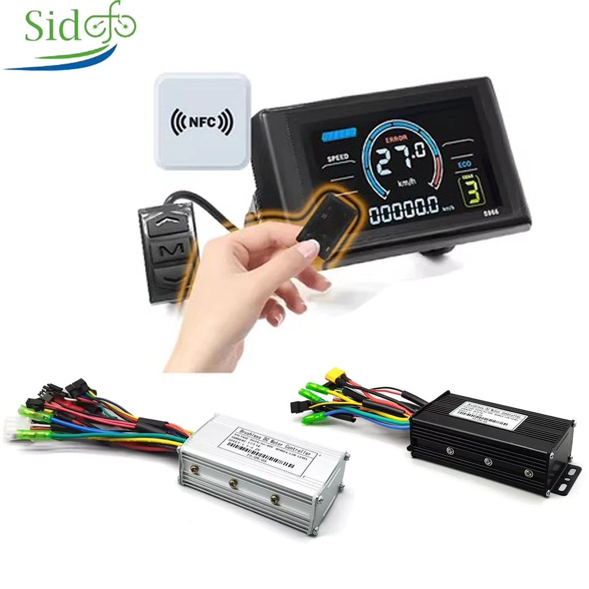 Ebike Sinawave Controller 36V/48V 17A/26A/30A with S966 NFC Display For 250W-1000W Electric Bicycle Conversion Parts E-scootor