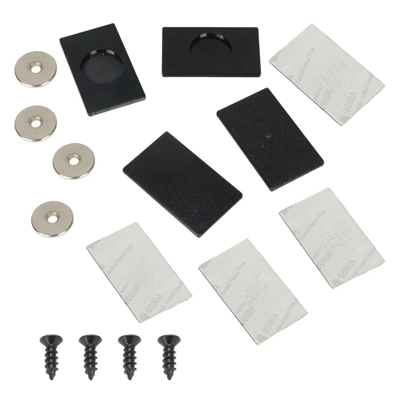 4pcs Magnetic License Plate Holder Set with Fixed Plate and Screws, Universal RV Trailer, Black