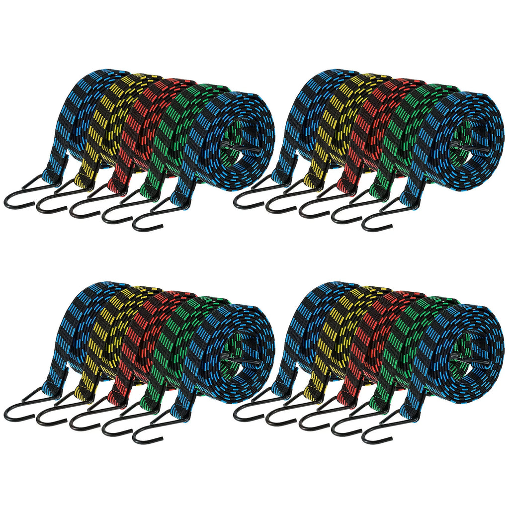 5-20Pcs Bungee Cords 2M Elastic Bungees Cords Heavy Duty Luggage Bungee Straps with Hooks Antislip Flat Elasticity Rope Upgrades
