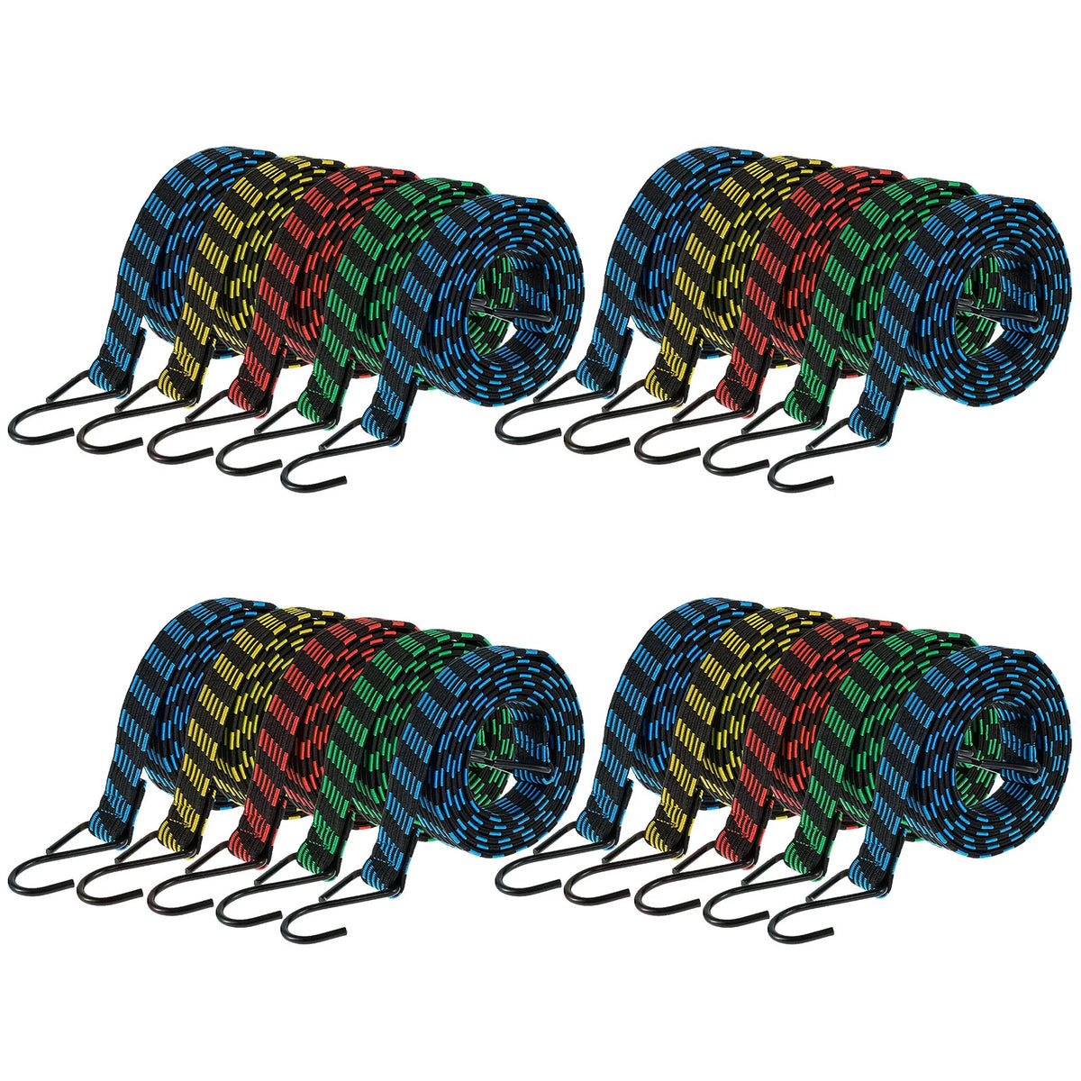 5-20Pcs Bungee Cords 2M Elastic Bungees Cords Heavy Duty Luggage Bungee Straps with Hooks Antislip Flat Elasticity Rope Upgrades