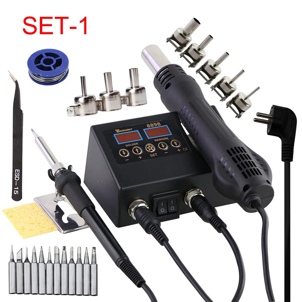 SMD Soldering Iron Hot Air 2 in 1 BGA Rework Solder Station Heat Gun Desoldering Repair For Cell-phone PCB IC Welding Tools Kit
