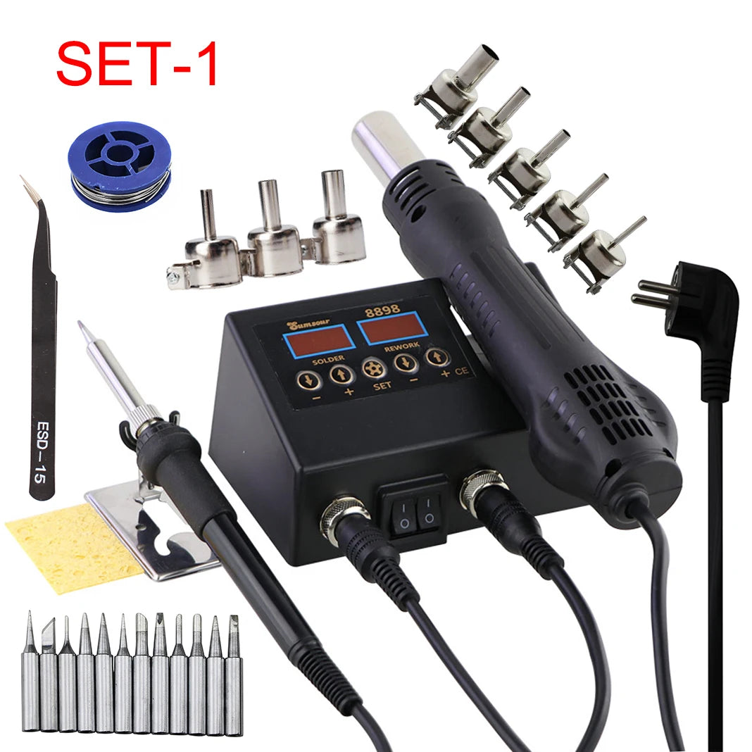 SMD Soldering Iron Hot Air 2 in 1 BGA Rework Solder Station Heat Gun Desoldering Repair For Cell-phone PCB IC Welding Tools Kit