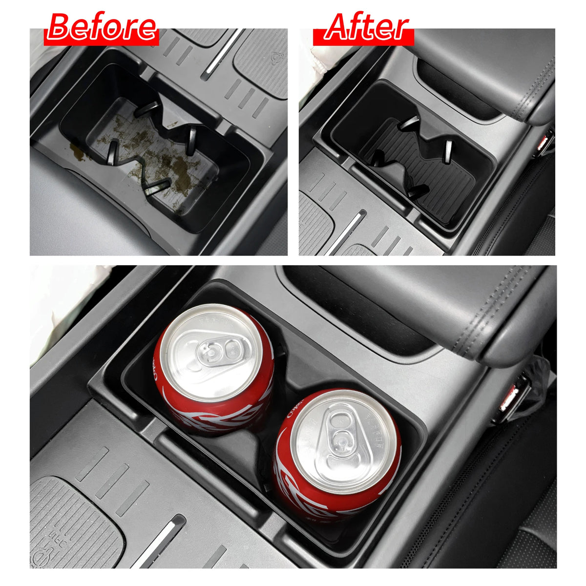 for Hyundai Santa Fe 2024 2025 2026 Water Cup Holder Storage Box Silicone Shock-Absorbing Cup Tray Tidying Car Accessories