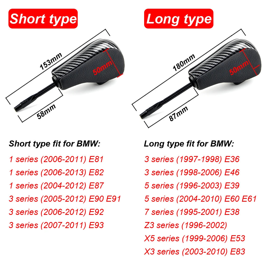 Automatic Car Gear Shift Knob For BMW E39 E46 E53 E60 E61 E63 E64 E81 E82 E87 E90 E91 E92 E93 E83 ABS Carbon fiber Car Styling