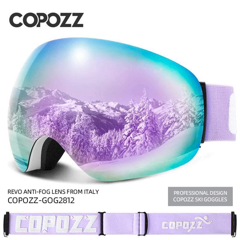 COPOZZ Outdoor Sports Ski Goggles UV400 Protection Ski Mask Male Female Anti-Fog Big Face Snow Glasses Snowboard Skiing Eyewear