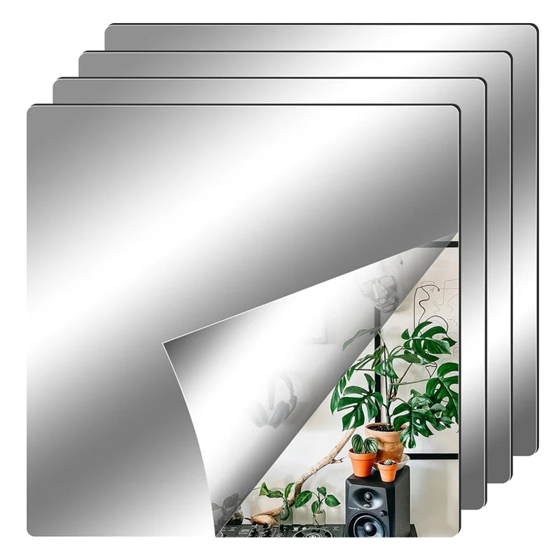 4/8/16Pcs Self-adhesive Acrylic Mirror Bathroom Shower Makeup Anti Fog Mirror Home DIY Decoration Tile Shaving Mirror Sticker
