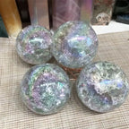 Aura Fire and Ice Rainbow crystal ball,Aura Ice crack rainbow crystal ball,Crystal Heal,Reiki Heal,Crystal,Home Decoration