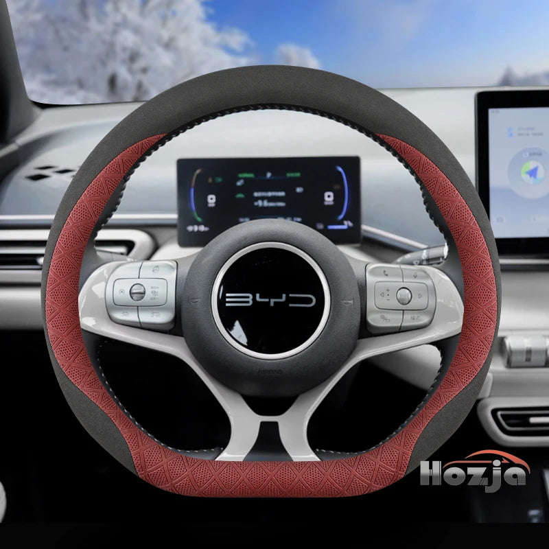 Leather Car Steering Wheel Cover for BYD Dolphin Mini Song Plus Pro Seagull King Yuan Up Sealion 7 Qin Plus 2026 Accessories