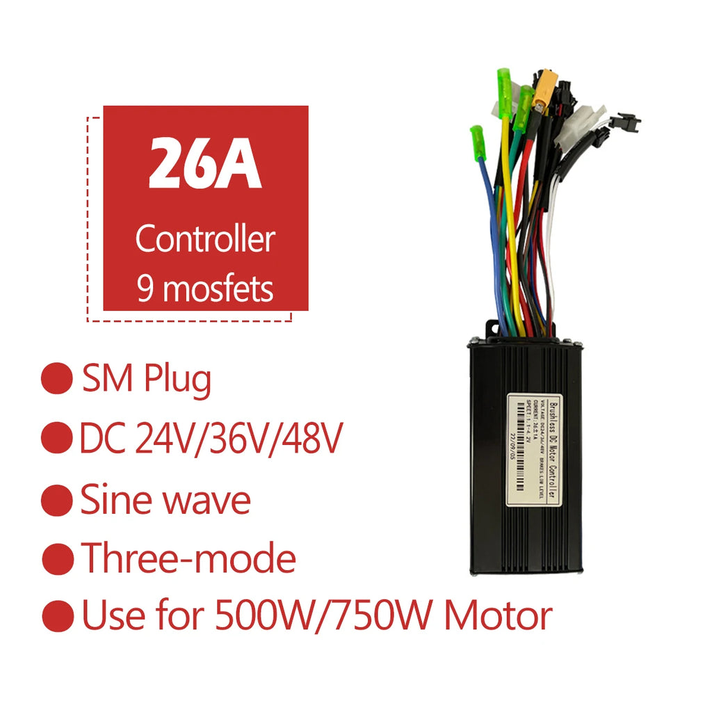 Ebike Sinawave Controller 36V/48V 17A/26A/30A with S966 NFC Display For 250W-1000W Electric Bicycle Conversion Parts E-scootor