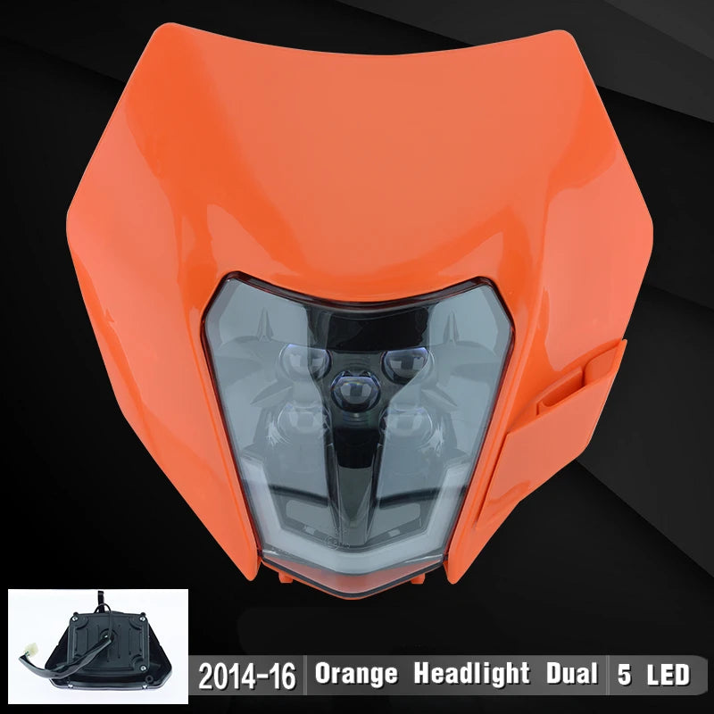 Powerzone Motorcycle LED Headlight Plate for KTM EXC XC SX MX XC 125 250 300 450 Supermoto Enduro Universal Dirt Bike Headlights