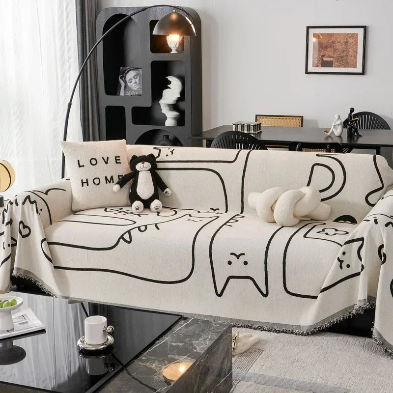 Nordic Style Advanced Sofa Towel Chenille Sofa Cover Cloth All Seasons Universal Anti-cat Scratch Sofa Cover Sofa Blanket
