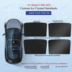 Sunshades For Tesla Model 3 Sunroof Highland 2025 Model Y 2020-26 Ice Cloth Buckle Sun Pare Glass Front Rear Skylight Accessory