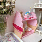 Ice Cream Double Layers Split Organiser Girls Heart Shaped Cosmetic Organiser Pink Cute Doll Jewellery Holder Student Dorm Room