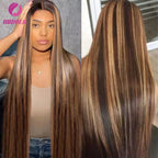 Ombre Honey Blonde 4/27 Highlight 5x5 13x4 Bone Straight Lace Front Wig Human Hair Pre Plucked With Baby Hair