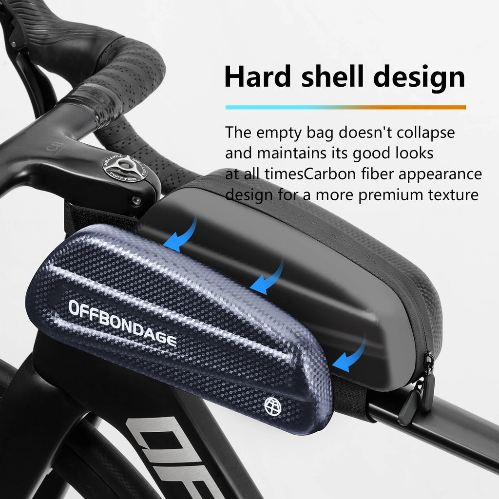 OFFBONDAGE Hard Shell Bike Front Bag 0.8L EVA Waterproof Bicycle Bag MTB Road Bike Top Tube Bag Cycling Storage Bike Accessories