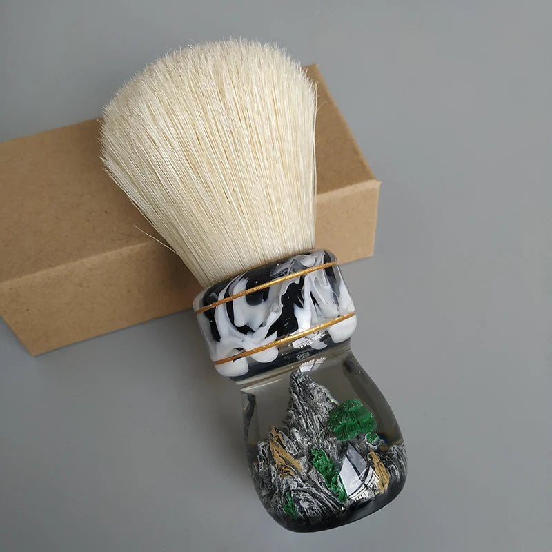 DSCosmetic 30mm Boar Bristle Shaving Brush, Resin Handle Wet Shaving - Black Great Wall