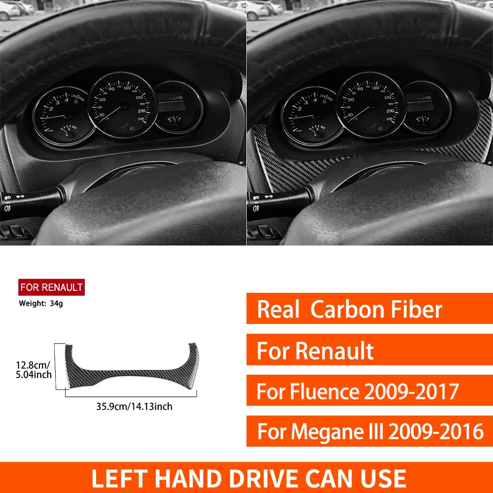 For Renault Fluence Megane 3 RS 2009-2017 Real Carbon Fiber Stickers Central Radio AC/CD Shift Door Panel Car Trim Accessories
