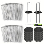 100/200/400pcs 6 Inch Hot-dip Galvanized Landscape Staples Plant Cover Stakes 11 Gauge Tent Stakes Garden Stakes + Gaskets
