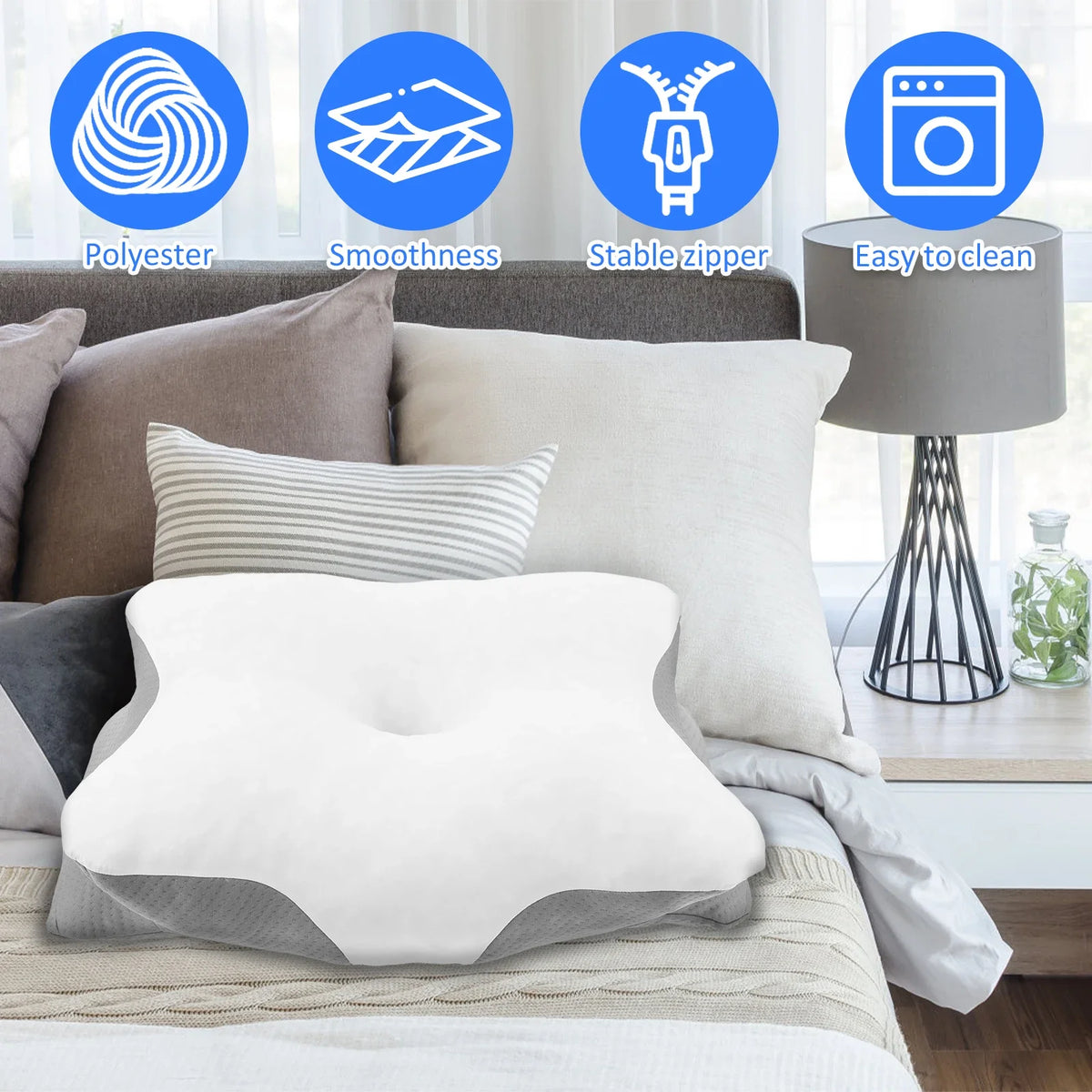 Butterfly Cervical Neck Pillowcase Cover, Soft Smooth Fabric, Ergonomic Pillow Cover