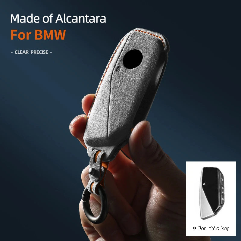 Alcantara Car Key Fob Cover Case for BMW 7 Series 735i 740Li i7 X7 X1 U11 G07 LCI XM