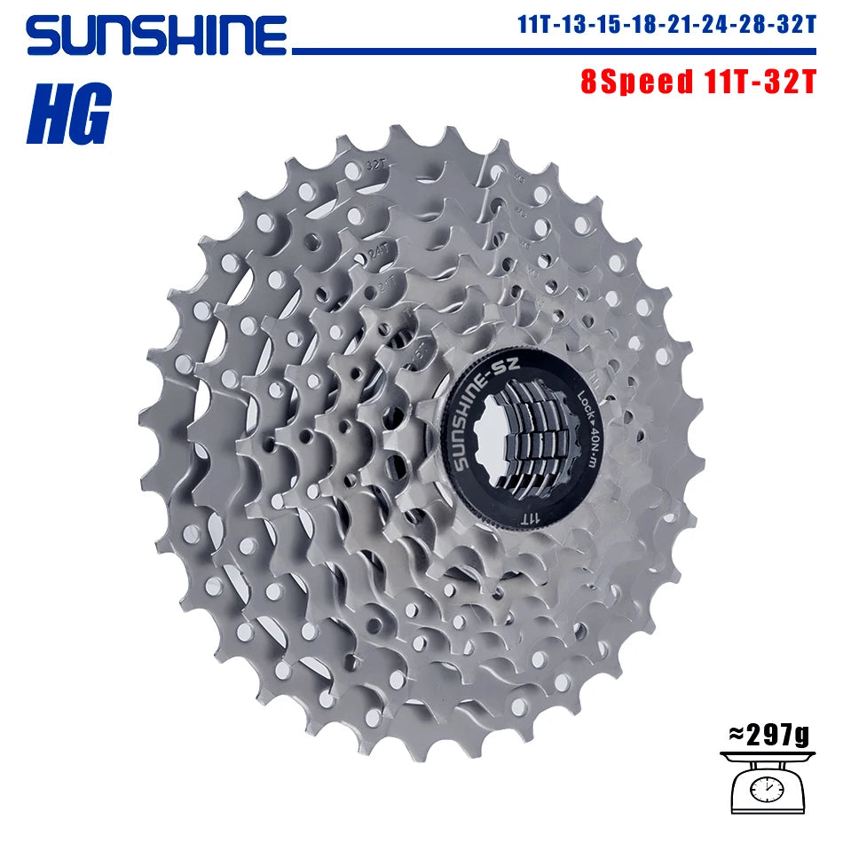 SUNSHINE Bicycle Cassette 8/9/10/11/12Speed Freewheel 32/36T/40T/42T/46T/50T/52T Sprocket HG Structure Flywheel For SHIMANO/SRAM