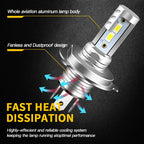 H4/9003 LED headlight bulbs 2pcs white 6000K fanless high/low beam for Toyota Yaris 2006-2014