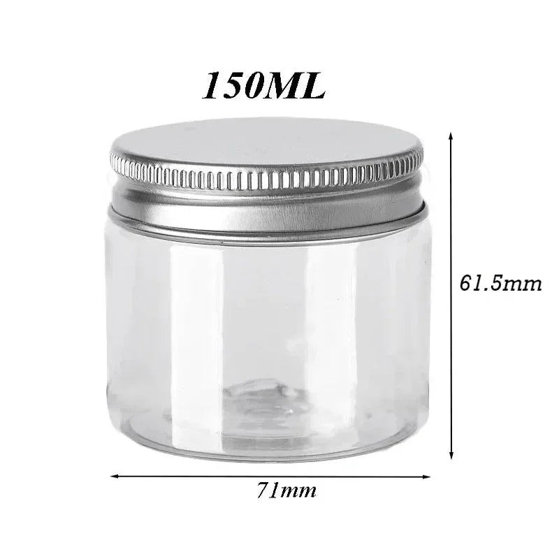20Pcs Plastic Empty Jar with  Aluminum Lid 150ml PET Food Packaging Bottles Oil Wax Storage Jars Cosmetics Face Cream Containers